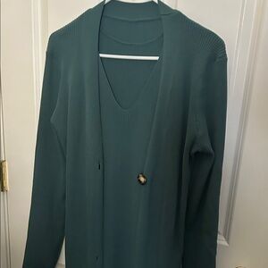Elegant Teal Women's Sweater Dress Set